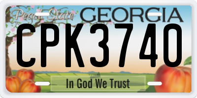 GA license plate CPK3740