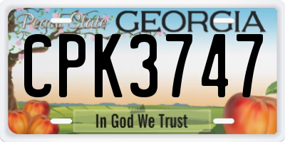 GA license plate CPK3747