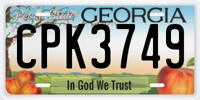 GA license plate CPK3749