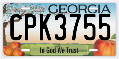 GA license plate CPK3755