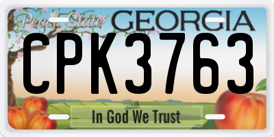 GA license plate CPK3763