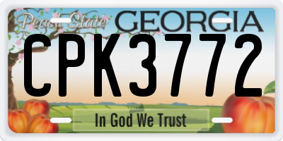 GA license plate CPK3772