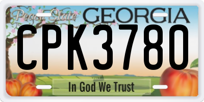 GA license plate CPK3780