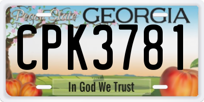 GA license plate CPK3781