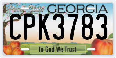 GA license plate CPK3783