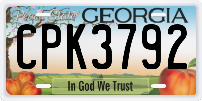 GA license plate CPK3792