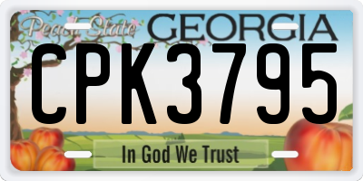 GA license plate CPK3795