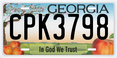 GA license plate CPK3798