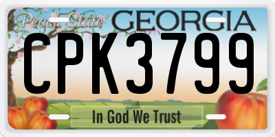 GA license plate CPK3799