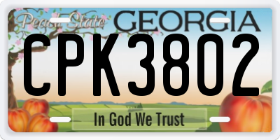 GA license plate CPK3802