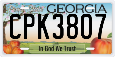 GA license plate CPK3807