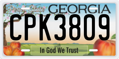 GA license plate CPK3809