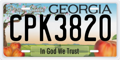 GA license plate CPK3820