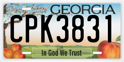GA license plate CPK3831
