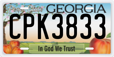 GA license plate CPK3833