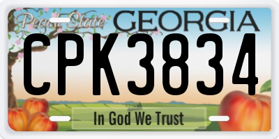 GA license plate CPK3834
