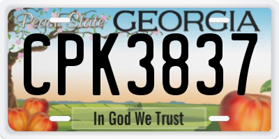 GA license plate CPK3837