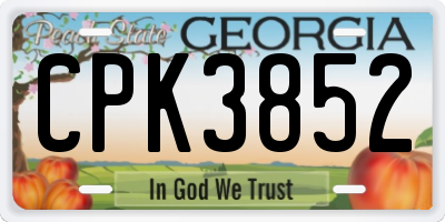 GA license plate CPK3852