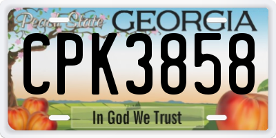 GA license plate CPK3858
