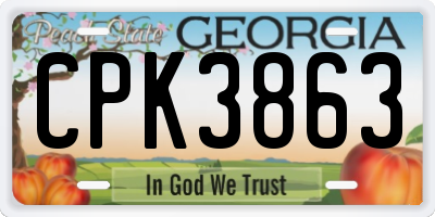 GA license plate CPK3863