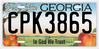 GA license plate CPK3865