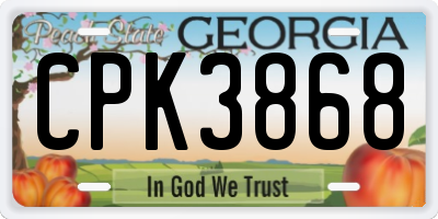 GA license plate CPK3868