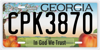 GA license plate CPK3870