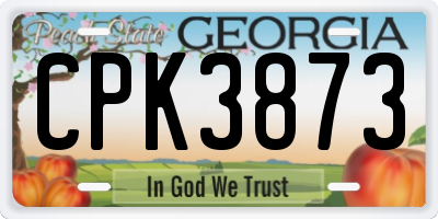 GA license plate CPK3873