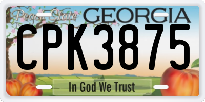 GA license plate CPK3875