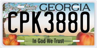 GA license plate CPK3880