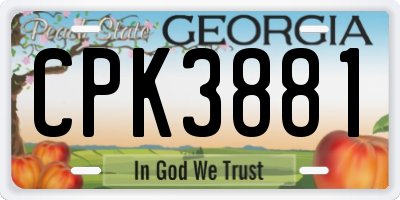 GA license plate CPK3881