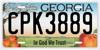 GA license plate CPK3889