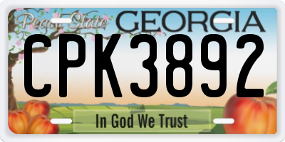 GA license plate CPK3892