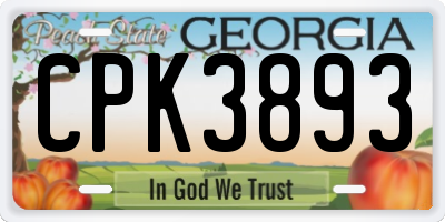 GA license plate CPK3893