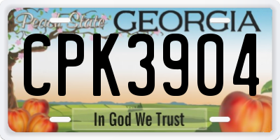 GA license plate CPK3904