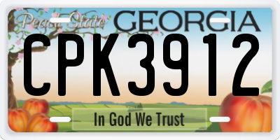 GA license plate CPK3912