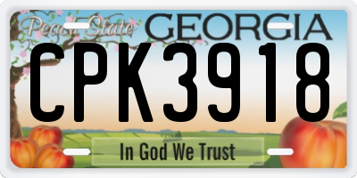 GA license plate CPK3918