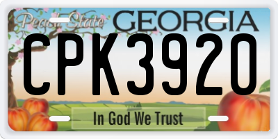 GA license plate CPK3920