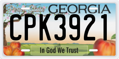 GA license plate CPK3921
