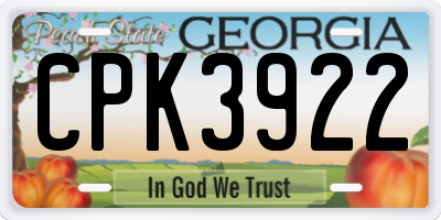 GA license plate CPK3922