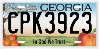 GA license plate CPK3923