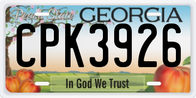 GA license plate CPK3926