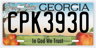 GA license plate CPK3930
