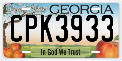GA license plate CPK3933