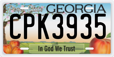GA license plate CPK3935