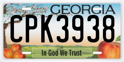 GA license plate CPK3938