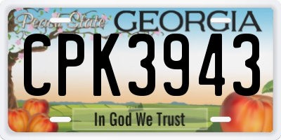 GA license plate CPK3943