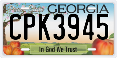 GA license plate CPK3945