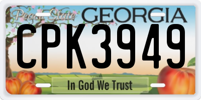GA license plate CPK3949