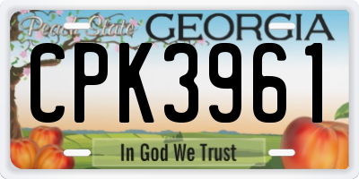 GA license plate CPK3961
